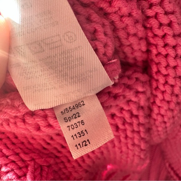 LOFT Bubblegum Pink Fisherman Oversized Knit Sweater Cardigan Size M - Picture 6 of 7